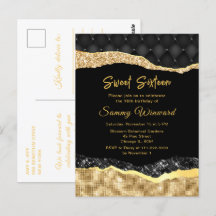 Lágrimas de glamour negro y dorado Sweet Sixteen