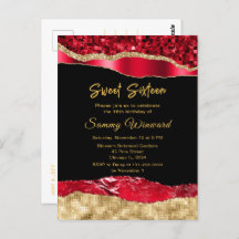 Lágrimas de glamour rojo y dorado Sweet Sixteen