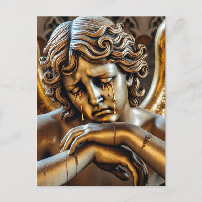 Postal Lágrimas de oro llorando de ángel (Anverso)