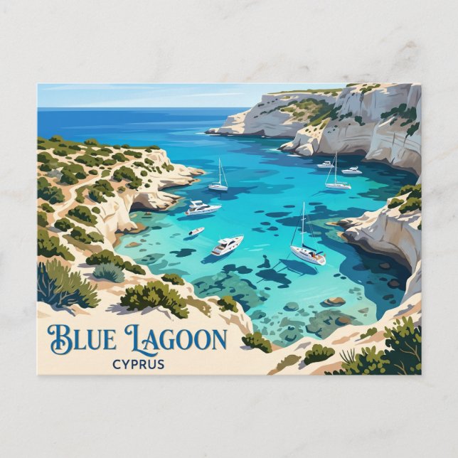 Postal Laguna Azul, Akamas Chipre (Anverso)