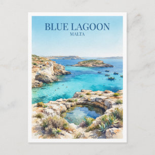 Postal Laguna Azul, Comino Mġarr Malta Recuerdo de Viaje