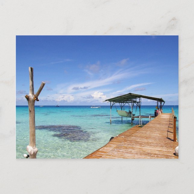 Postal Laguna azul en el Tuamotus, Polinesia Francesa (Anverso)