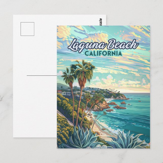 Postal Laguna Beach California Condado de Orange Antiguo (Anverso / Reverso)