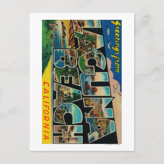 Postal Laguna Beach, California - Grandes Escenas de letr (Anverso)