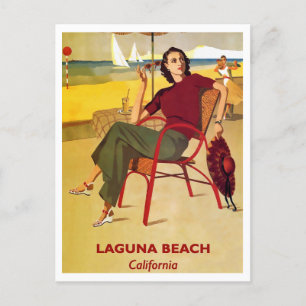 Postal Laguna Beach, California, Retro Travel
