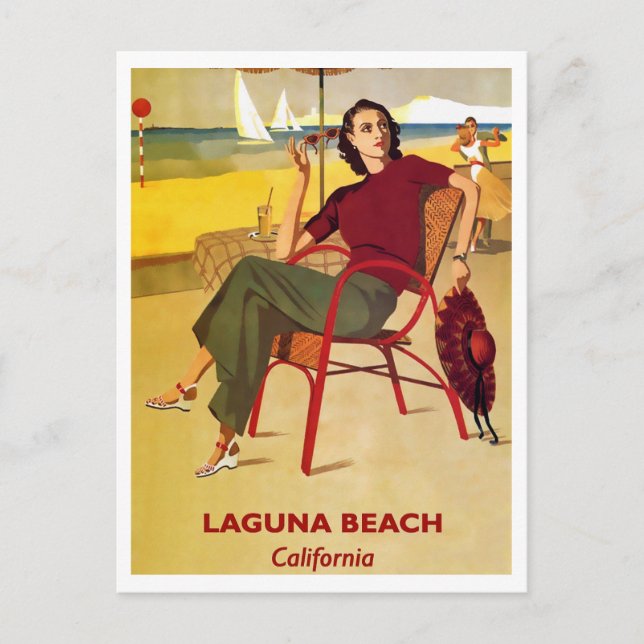Postal Laguna Beach, California, Retro Travel (Anverso)