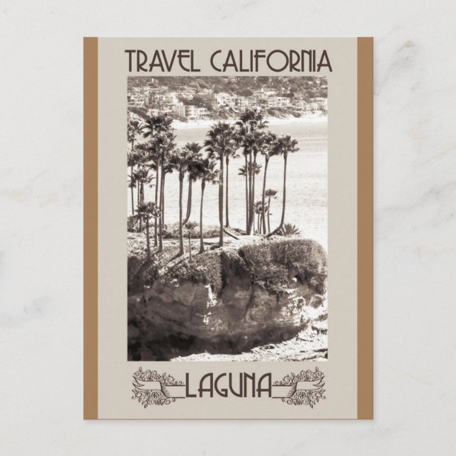 POSTAL LAGUNA BEACH CALIFORNIA VINTAGE VIAJE (Anverso)