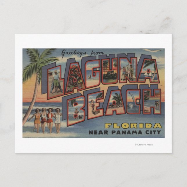 Postal Laguna Beach, Florida - Grandes Escenas de letras (Anverso)