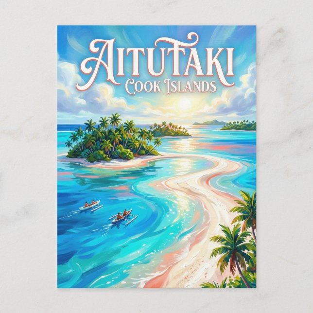 Postal Laguna de Aitutaki Islas Cook (Anverso)