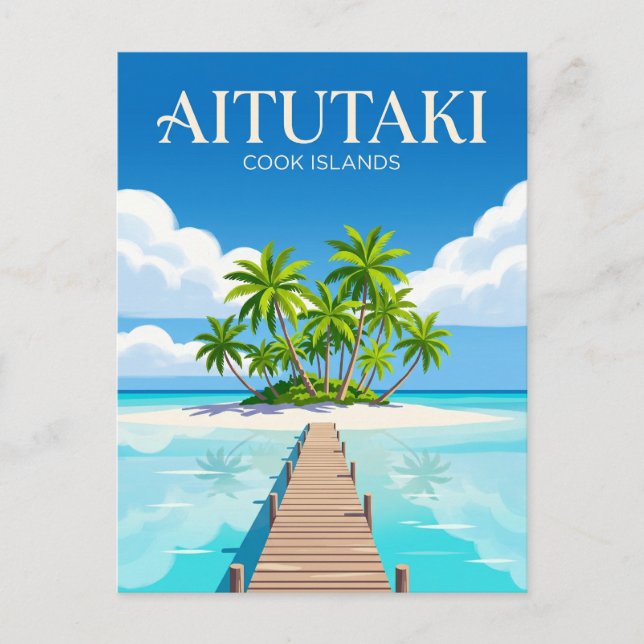 Postal Laguna de Aitutaki Islas Cook (Anverso)