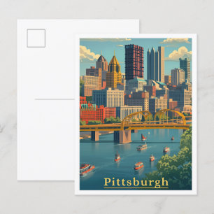 Postal Laguna de arte de Pittsburgh Pennsylvania Art Vint