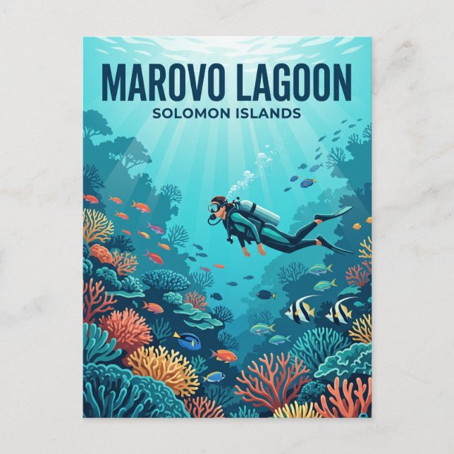Postal Laguna de Marovo Islas Salomón (Anverso)