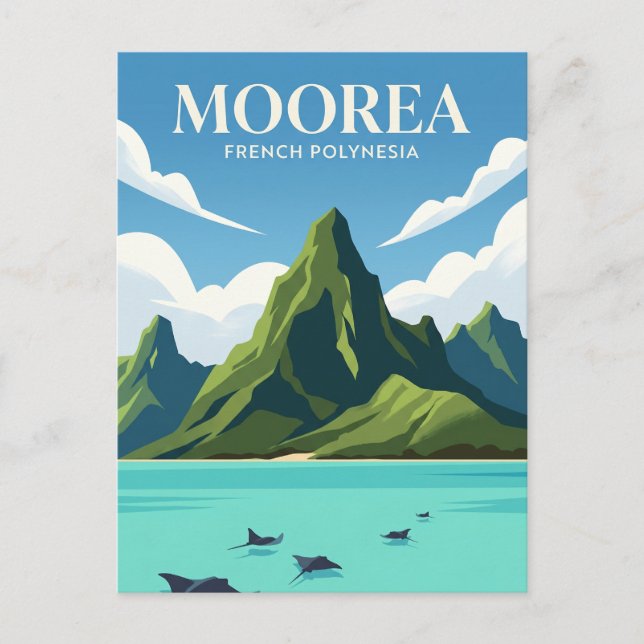 Postal Laguna de Moorea Polinesia Francesa (Anverso)