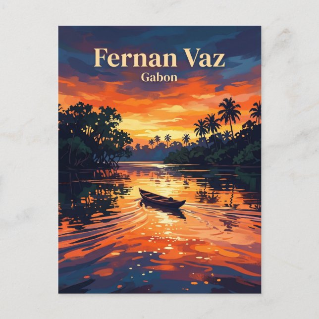 Postal Laguna Fernan Vaz Gabón (Anverso)