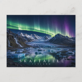 Postal Laguna glaciar Skaftafell Islandia Aurora