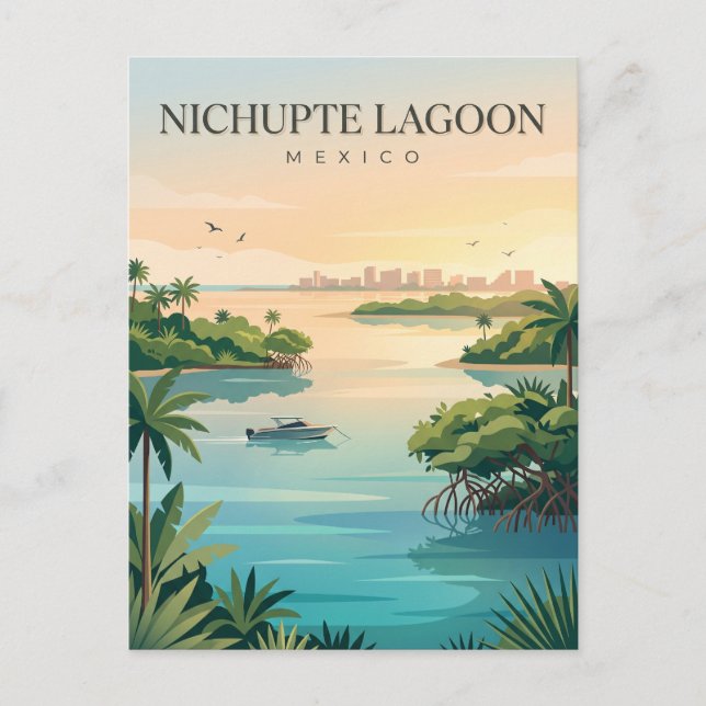 Postal Laguna Nichupté México (Anverso)