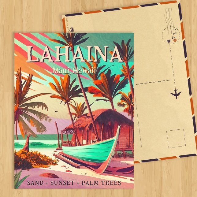 Postal Lahaina Maui Hawaii palmera tropical soleada de lo (Subido por el creador)