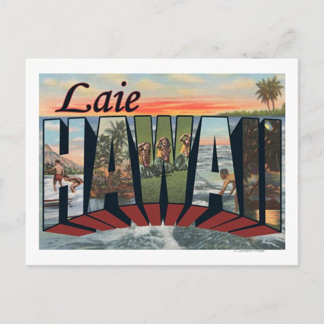 Postal Laie, HawaiiEscenas de letras grandesLaie, HI (Anverso)