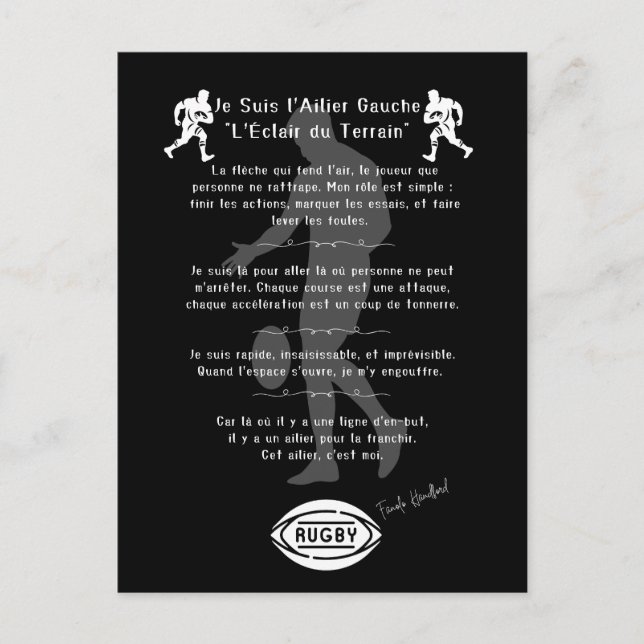 Postal L'ailier du rugby  (Anverso)