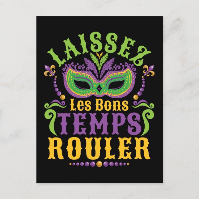 Postal Laissez Les Bons Temps Rouler Mardi Gras (Anverso)