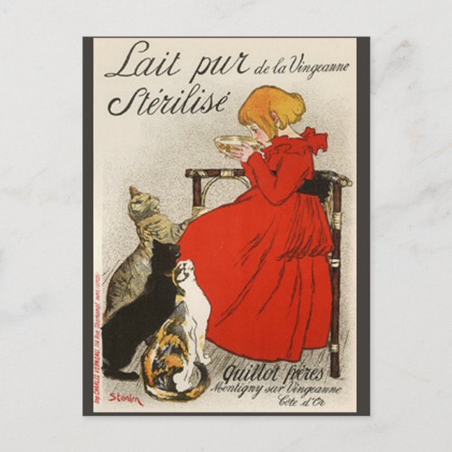 Postal Lait pur Stérilisé de Steinlen (Anverso)