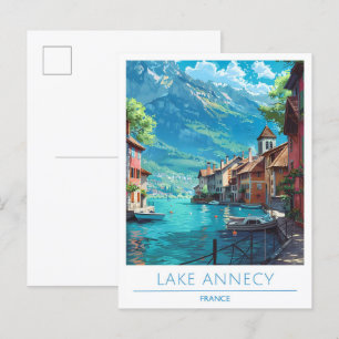 Postal Lake Annecy France Viajes de época