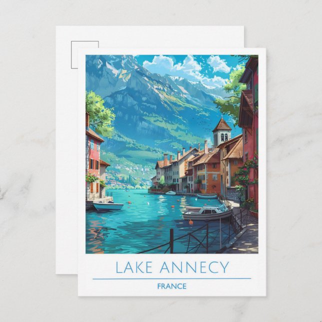 Postal Lake Annecy France Viajes de época (Anverso / Reverso)