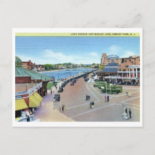 Postal Lake Ave. y Wesley Lake, Asbury Park NJ Vintage