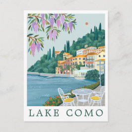Postal Lake Como Italy Travel Illustration