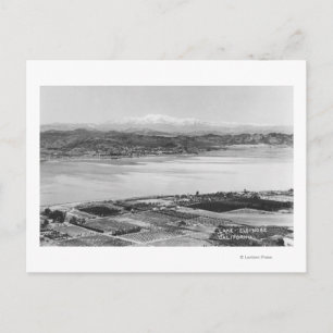 Postal Lake Elsinore, CA Aerial Town y Lake View