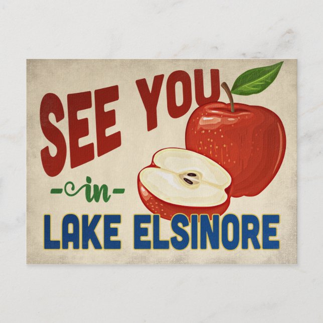 Postal Lake Elsinore California Apple - Viajes de época (Anverso)