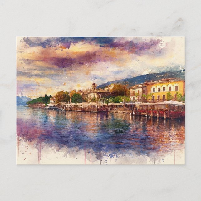 Postal Lake Garda (Lago di Garda) - Watercolor Splash (Anverso)