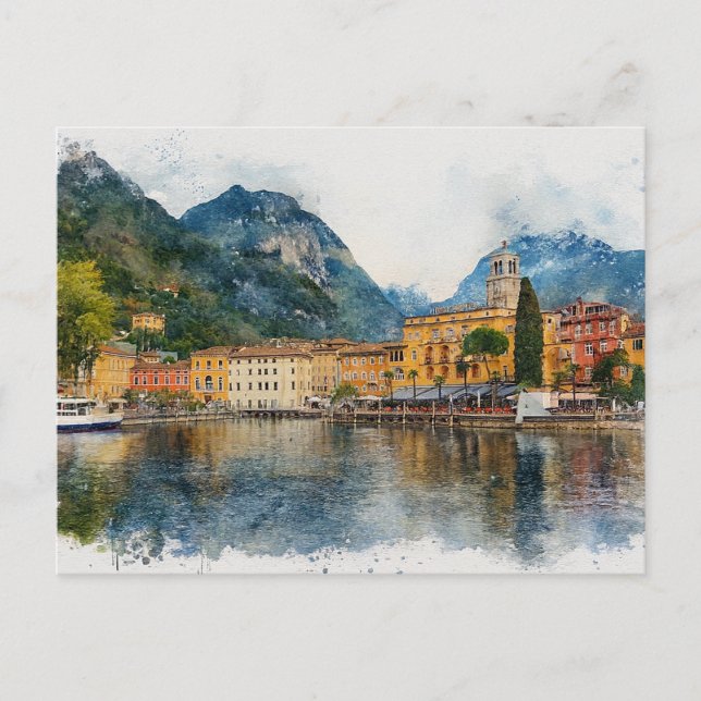 Postal Lake Garda (Lago di Garda) - Watercolor Splash (Anverso)