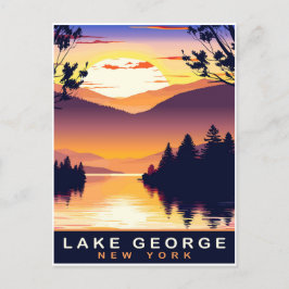 Postal Lake George, NY, Romantic Sunset, Travel