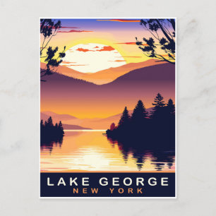 Postal Lake George, NY, Romantic Sunset, Travel