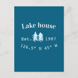 Postal Lake house ets. Date year custom coordinates add n