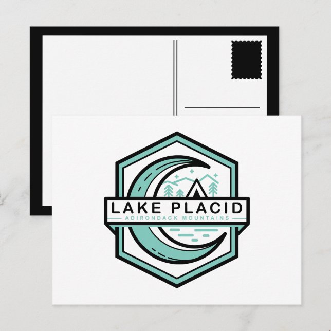 Postal LAKE PLACID luna hexa (Anverso / Reverso)