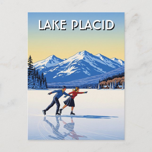 Postal Lake Placid New York Ice Skating Travel (Anverso)