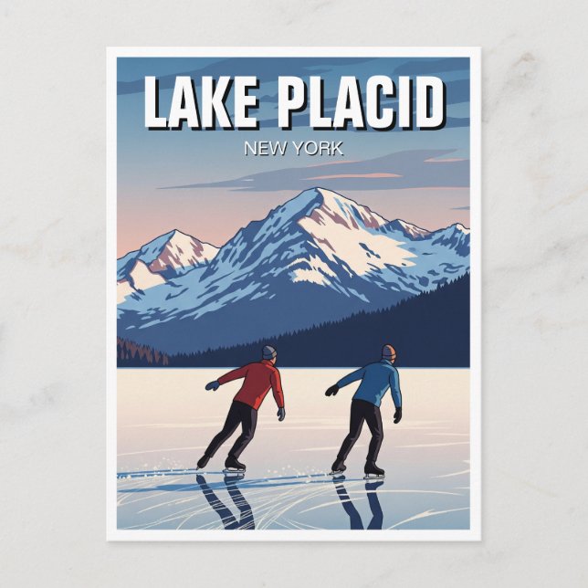 Postal Lake Placid New York Ice Skating Travel (Anverso)
