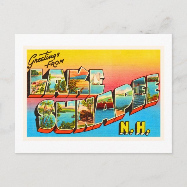 Postal Lake Sunapee New Hampshire NH Old Travel Souvenir (Anverso)