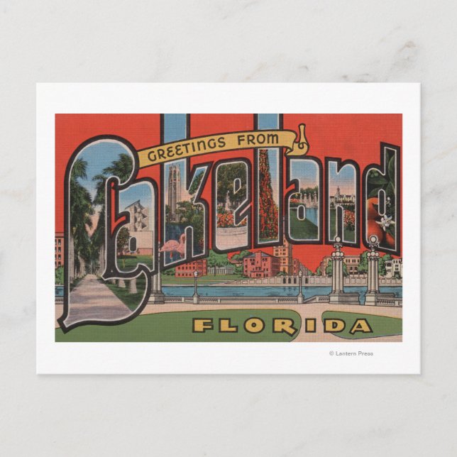 Postal Lakeland, Florida - Grandes Escenas de letras (Anverso)