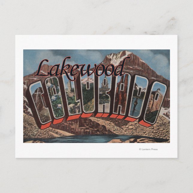 Postal Lakewood, Colorado - Escenas de letras grandes (Anverso)