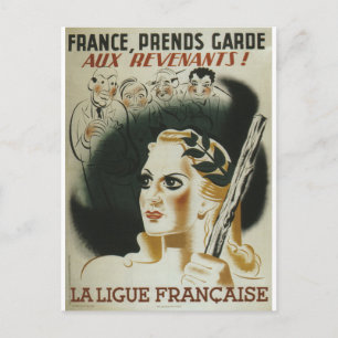 Postal Laligue Francaise Propaganda Poster