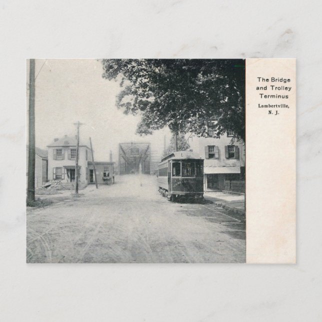 Postal Lambertville, Nueva Jersey, Trole 1907 Vintage (Anverso)