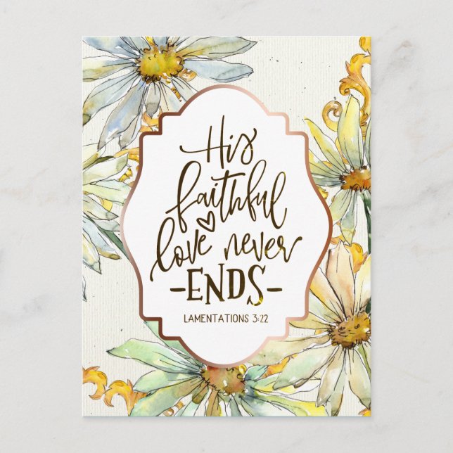 Postal Lamentaciones 3:22 Su amor fiel nunca termina (Anverso)