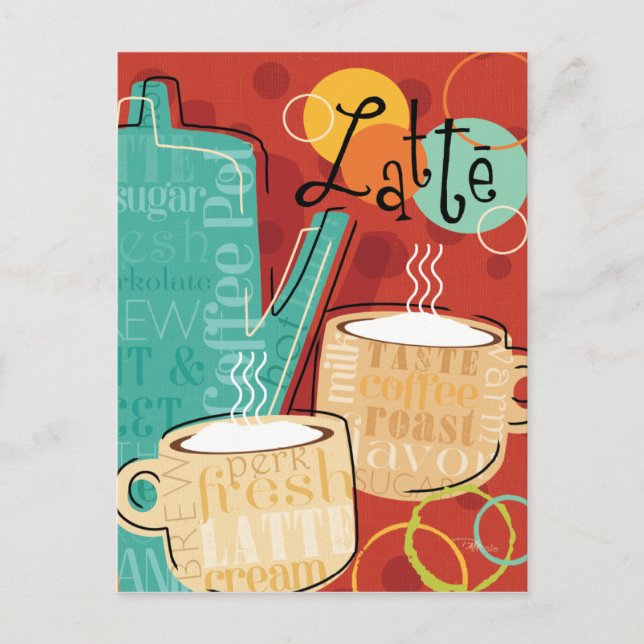 Postal Láminas de latte decorativas y copas (Anverso)