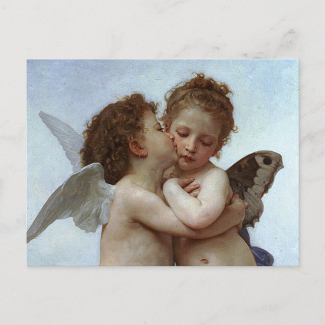 Postal L'Amour et Psyche de Bouguereau, enfants (Cupido) (Anverso)
