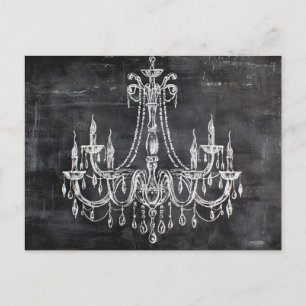Postal Lámpara de araña de tiza blanca en pizarra