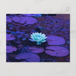 Postal Lámpara Flor Morado Azul Turquesa Floral Pond Zen