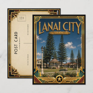 Postal Lanai City Hawaii Arte Deco Vintage Edad Dorada